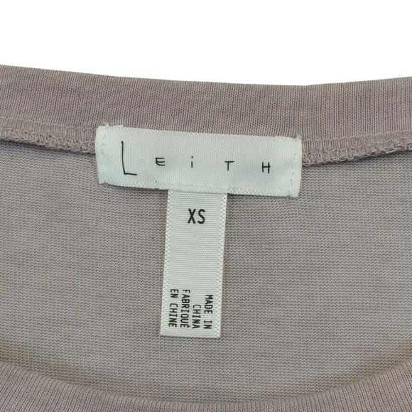 Leith XS Taupe Brown Ruched Asymmetrical Midi Dress Casual Minimalist XS Mauve - Picture 8 of 11